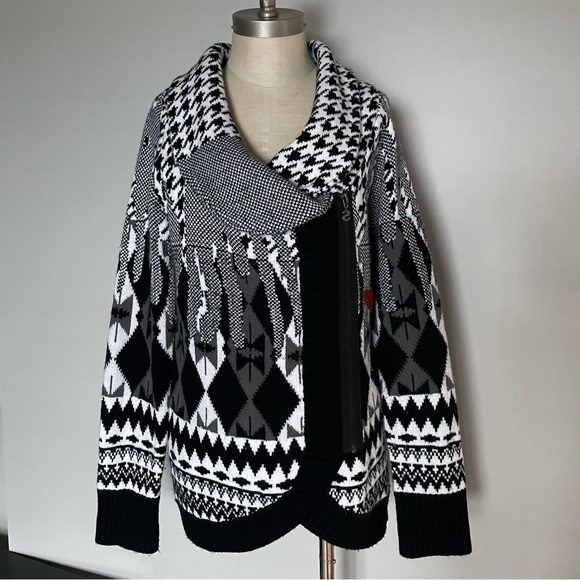Desigual houndstooth shawl collar zip up sweater size XL. - Picture 1 of 8